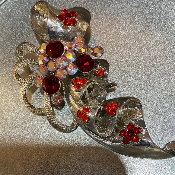 Jewelry - Vintage Red and Pink Rhinestone Brooch Pendant Combo 3 inch in length